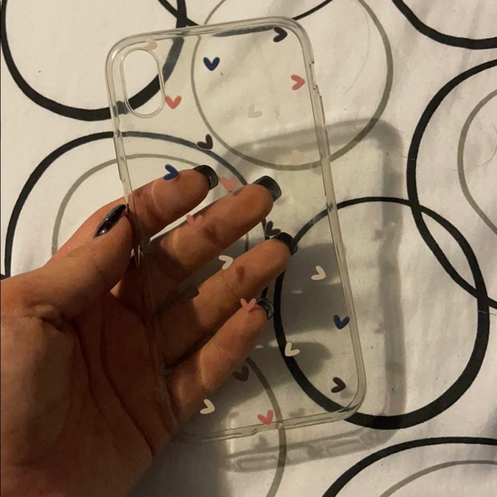 Clear iPhone XR Phone Case with Hearts